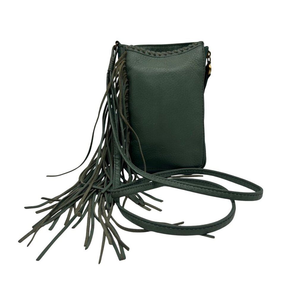 Hobo Green Pebbled Leather Sydney Fringe Crossbody